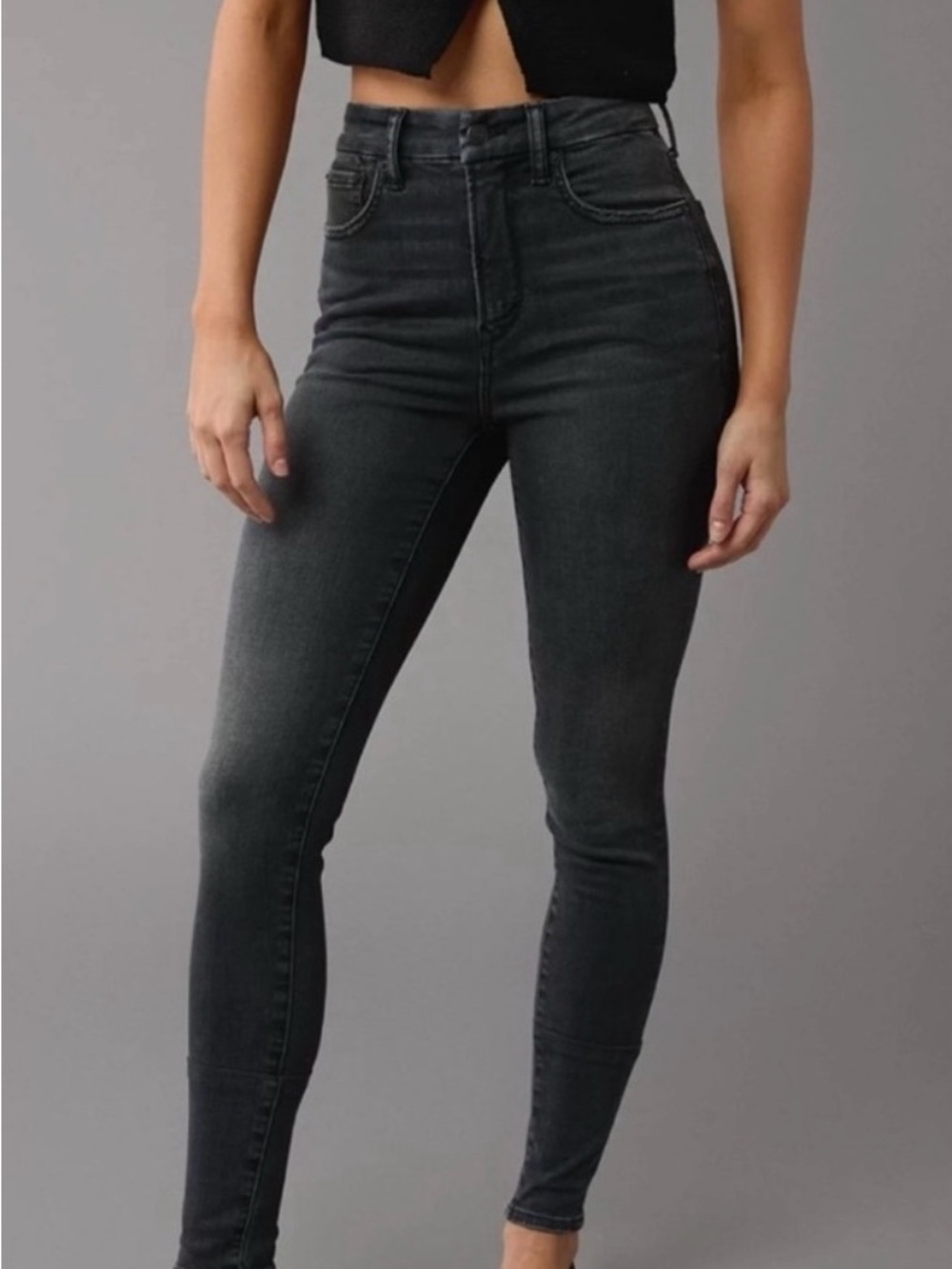 American Eagle Outfitters High-Rise Charcoal Skinny Jeans - Women